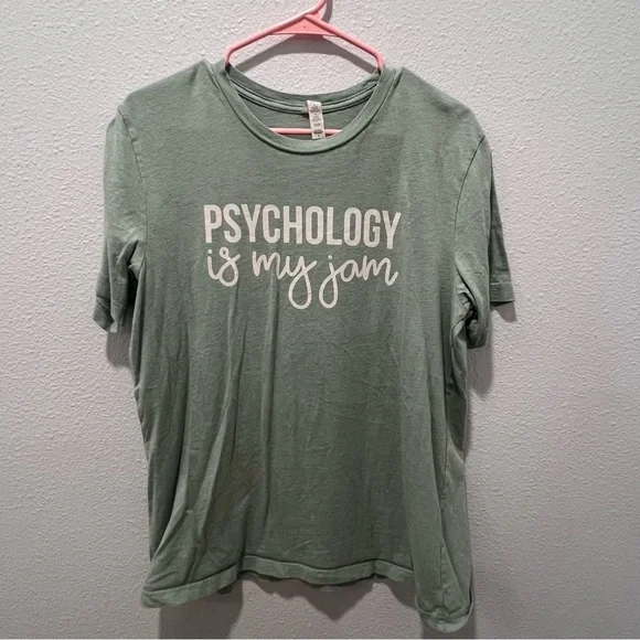 Psychology is my Jam Sage Green Graphic Tee L - Picture 1 of 3